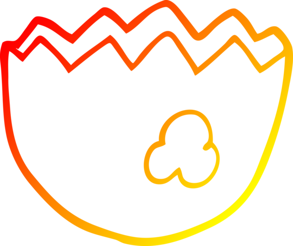 Bir insan tarafından çizilmiş yumurta kabuğu kırılan bir çizgi filmin sıcak gradyan çizimi