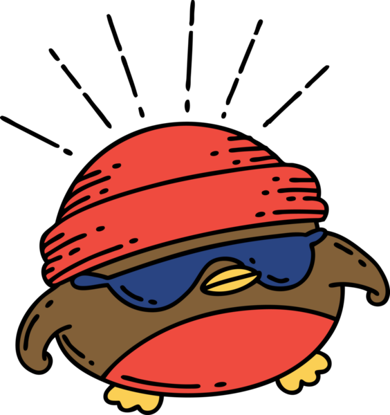 Geleneksel dövme stili, bir insan tarafından çizilmiş havalı bir nar bülbülü.