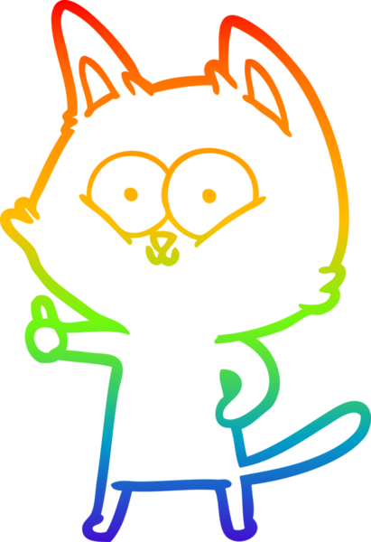 gökkuşağı gradyan çizgi çizimi bir insan tarafından çizilen başparmak veren bir çizgi kedi