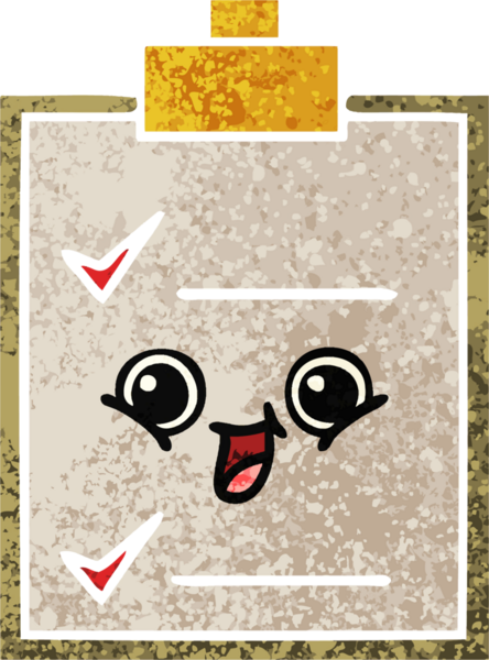 Bir insan tarafından çizilmiş bir kontrol listesinin retro illüstrasyon tarzı karikatürü