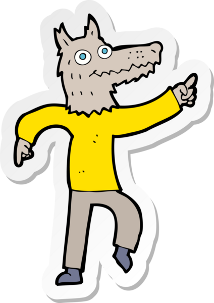 Bir insan tarafından çizilmiş bir kurt adamın çıkartması.