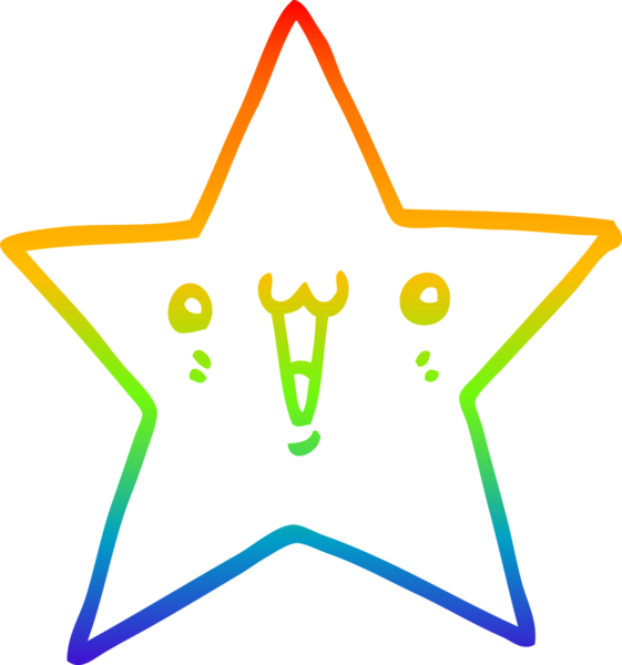 gökkuşağı gradyan çizimi bir insan tarafından çizilmiş mutlu bir çizgi film yıldızı