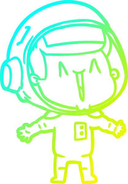 Bir insan tarafından çizilmiş mutlu bir astronotun soğuk gradyan çizimi.