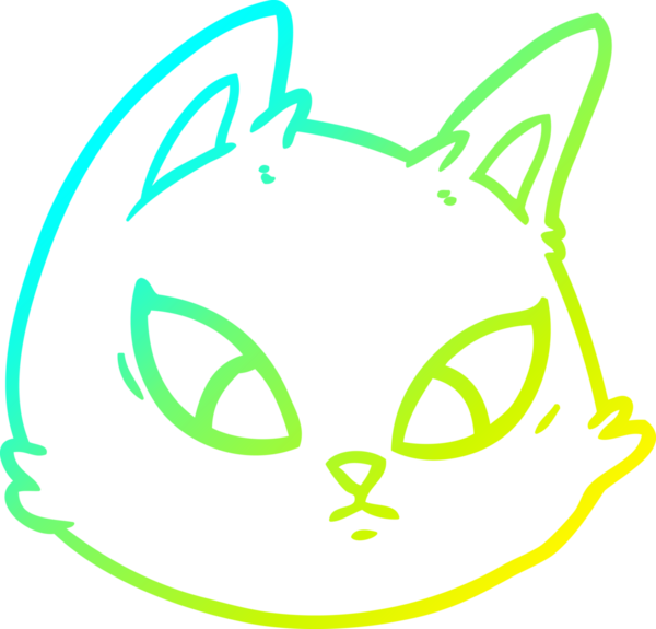 Bir insan tarafından çizilmiş kedi suratının soğuk gradyan çizgisi