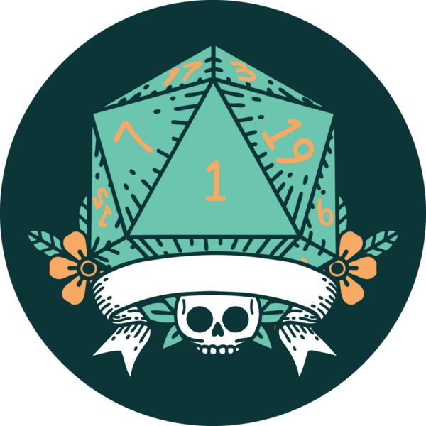 Bir insan tarafından çizilen bir d20 zar atma ikonu