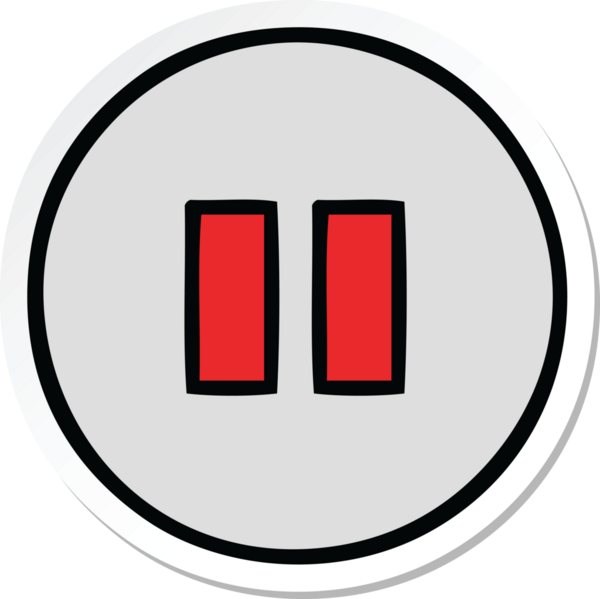 Bir insan tarafından çizilmiş şirin bir çizgi film durdurma düğmesinin etiketi