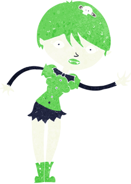 Bir insan tarafından çizilmiş vampir kız çizgi filmi.