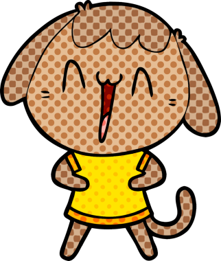 Bir insan tarafından çizilmiş şirin bir çizgi film köpeği.