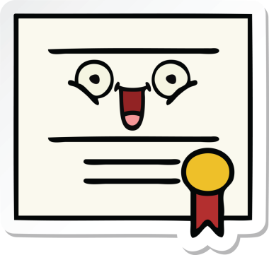 Bir insan tarafından çizilmiş şirin bir karikatür mezuniyet diplomasının çıkartması.