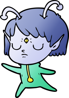 Bir insan tarafından çizilmiş uzaylı kız.