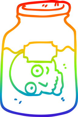 Kavanozda bir insan tarafından çizilmiş bir karikatür kafası çizimi