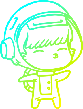 Bir insan tarafından çizilmiş soğuk gradyan çizgi çizimi meraklı bir astronot.