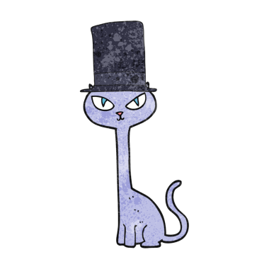 Bir insan tarafından çizilmiş el yapımı havalı çizgi film kedisi.