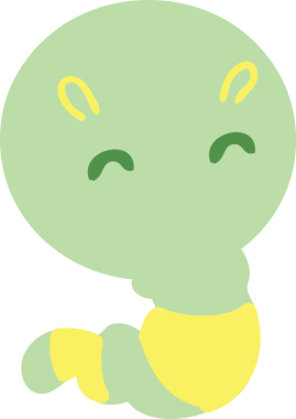 Bir insan tarafından çizilmiş şirin küçük solucan.