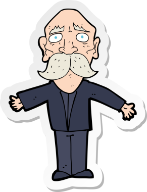 Bir insan tarafından çizilmiş, hayal kırıklığına uğramış yaşlı bir adamın çıkartması.