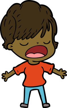 Bir insan tarafından çizilmiş bir karikatür kadın konuşuyor.