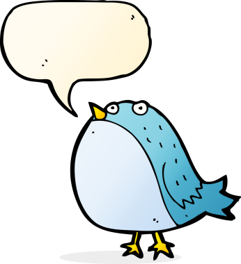 Bir insan tarafından çizilmiş konuşma balonlu şişman kuş.