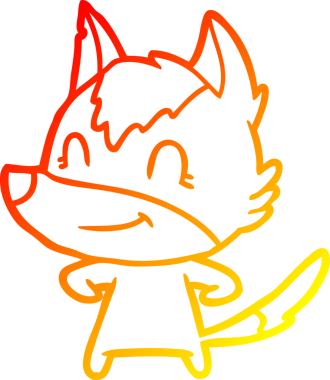 Bir insan tarafından çizilmiş dost canlısı bir kurt çizgi çizimi.