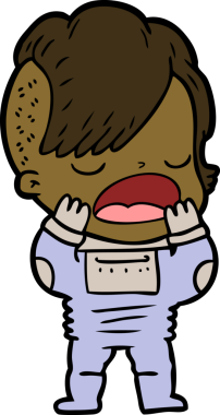 Uzay elbisesi içindeki havalı hippi kız bir insan tarafından çizilmiş.