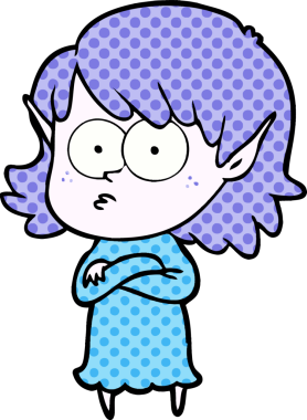 Bir insan tarafından çizilmiş çizgi film elf kızı.