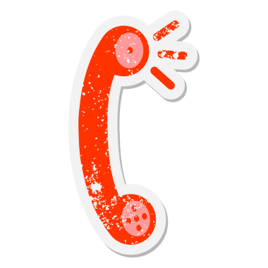 Bir insan tarafından çizilmiş telefon alıcısı grunge etiketi