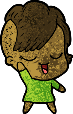 Bir insan tarafından çizilmiş mutlu çizgi film kızı.