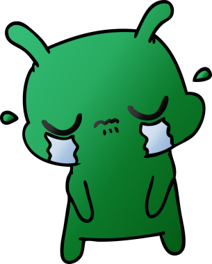 Bir insan tarafından çizilmiş sevimli üzgün uzaylı çizimi.