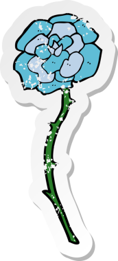 Bir insan tarafından çizilmiş mavi çiçek dövmesi çıkartması.