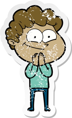 Bir insan tarafından çizilmiş mutlu bir adamın sıkıntılı çıkartması.