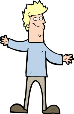 Bir insan tarafından çizilmiş mutlu bir adam.