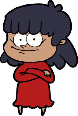 Bir insan tarafından çizilmiş gülümseyen bir kadın.