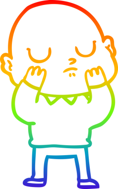 Gökkuşağı gradyan çizgisi bir insan tarafından çizilmiş kel bir adamın çizimi