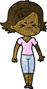 Bir insan tarafından çizilmiş kızgın bir kadın.