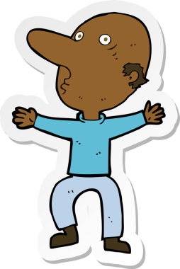 Bir insan tarafından çizilmiş, endişeli, orta yaşlı bir adamın çıkartması.