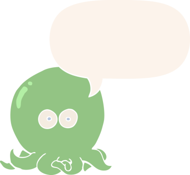 bir insan tarafından çizilmiş eski usul konuşma baloncuklu ahtapot çizgi filmi