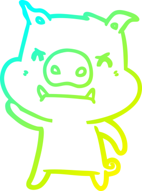 Bir insan tarafından çizilmiş kızgın çizgi film domuzu çizimi.