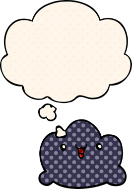 Çizgi roman tarzında bir insan tarafından çizilmiş düşünce baloncuğu olan çizgi film bulutu