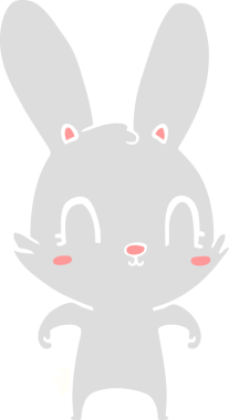 Bir insan tarafından çizilmiş düz renk çizgi film tavşanı.