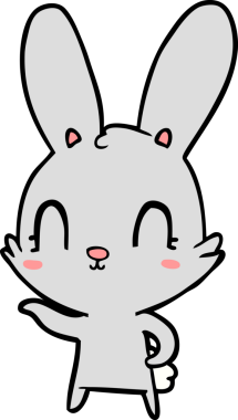 Bir insan tarafından çizilmiş şirin çizgi film tavşanı.