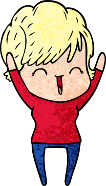 Bir insan tarafından çizilmiş gülen kadın çizgi filmi.