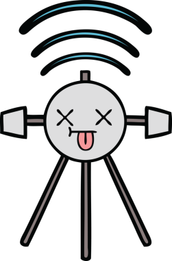 Bir insan tarafından çizilmiş sevimli bir uydu karikatürü.