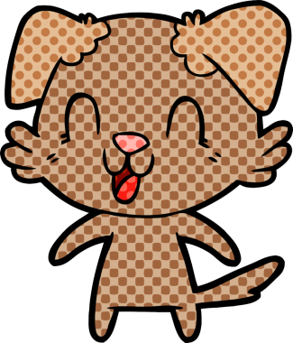 Bir insan tarafından çizilmiş gülen çizgi film köpeği.