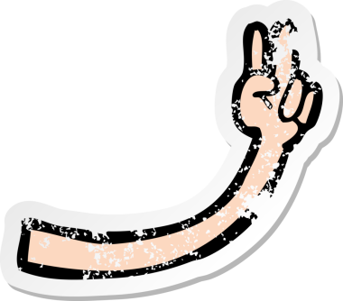 Bir insan tarafından çizilmiş bir karikatür kolunun gerilmiş çıkartması.