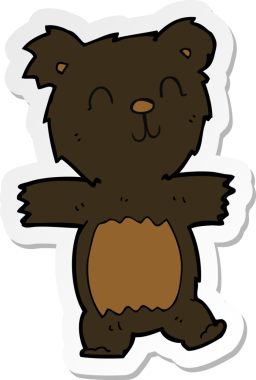 Bir insan tarafından çizilmiş şirin siyah ayı yavrusunun çıkartması.