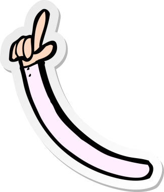 Bir insan tarafından çizilmiş bir çizgi film çıkartması.