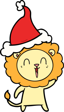 Gülen aslan eli çizilmiş bir insan tarafından çizilmiş Noel Baba şapkası.