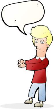 Bir insan tarafından çizilmiş konuşma baloncuğuyla yolu gösteren sıkıcı bir çizgi film.