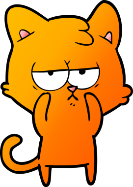 Bir insan tarafından çizilmiş sıkıcı çizgi film kedisi.