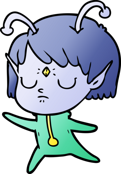 Bir insan tarafından çizilmiş uzaylı kız.