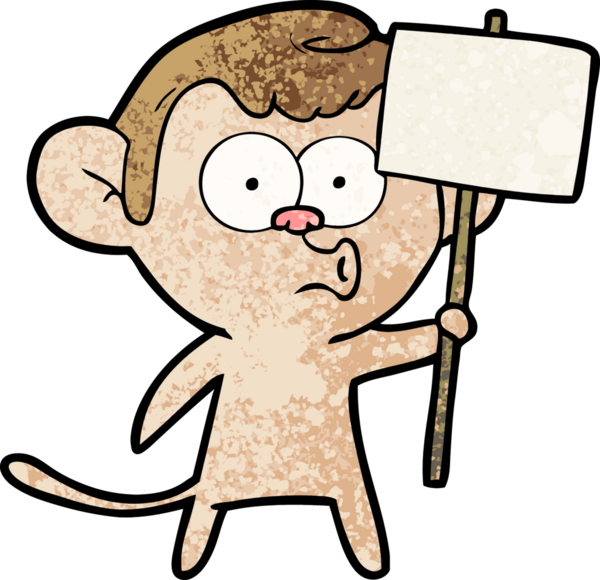 Bir insan tarafından çizilmiş korna çalan maymun.